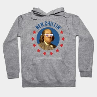 Ben Chillin' - Retro Ben Franklin with Patriotic 4th of July Sunglasses Hoodie